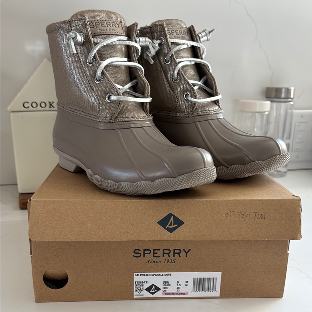 Sperry Silver Winter Rain Boots with Waterproof Design